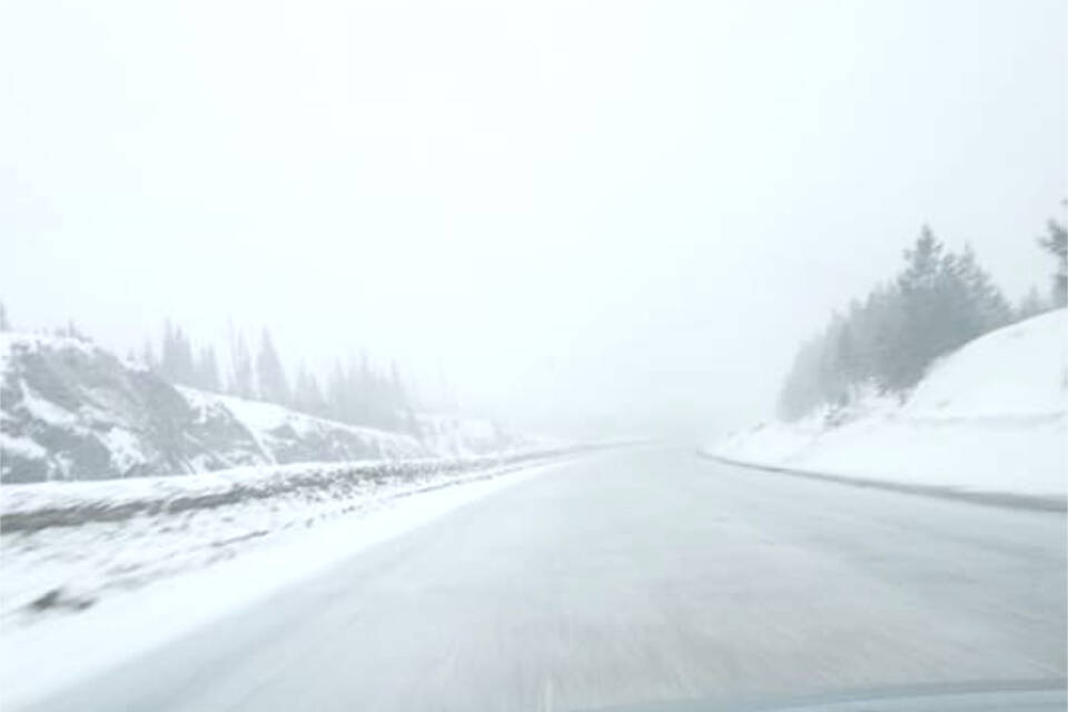 This was the Connector Saturday evening, March 11. Environment Canada has issued a snowfall warning for Highway 5, 3 and 1 with up to 25 cm falling and extreme driving conditions. (Facebook)