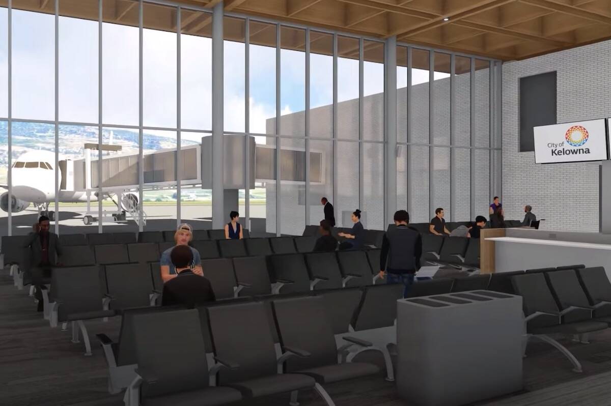 A conceptual rendering of some of the planned renovations at YLW. (Youtube/Screenshot)