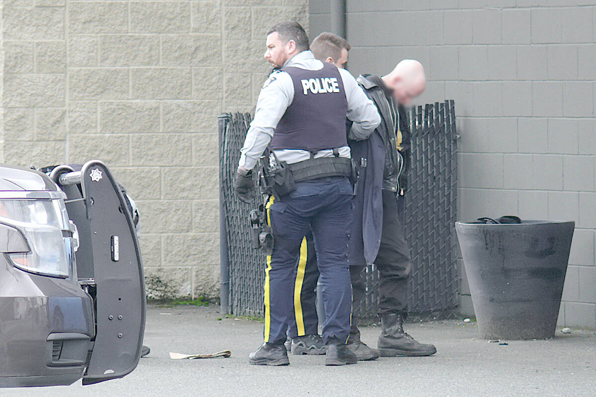 Langley RCMP arrested a suspect for allegedly ‘punching’ vehicles with a machete on Jan. 22 in Langley City. Lance James Flegel will stand trial June 22 on three charges – possessing a weapon for a dangerous purpose, mischief $5,000 or under, and breach of probation order. (Langley Advance Times file)