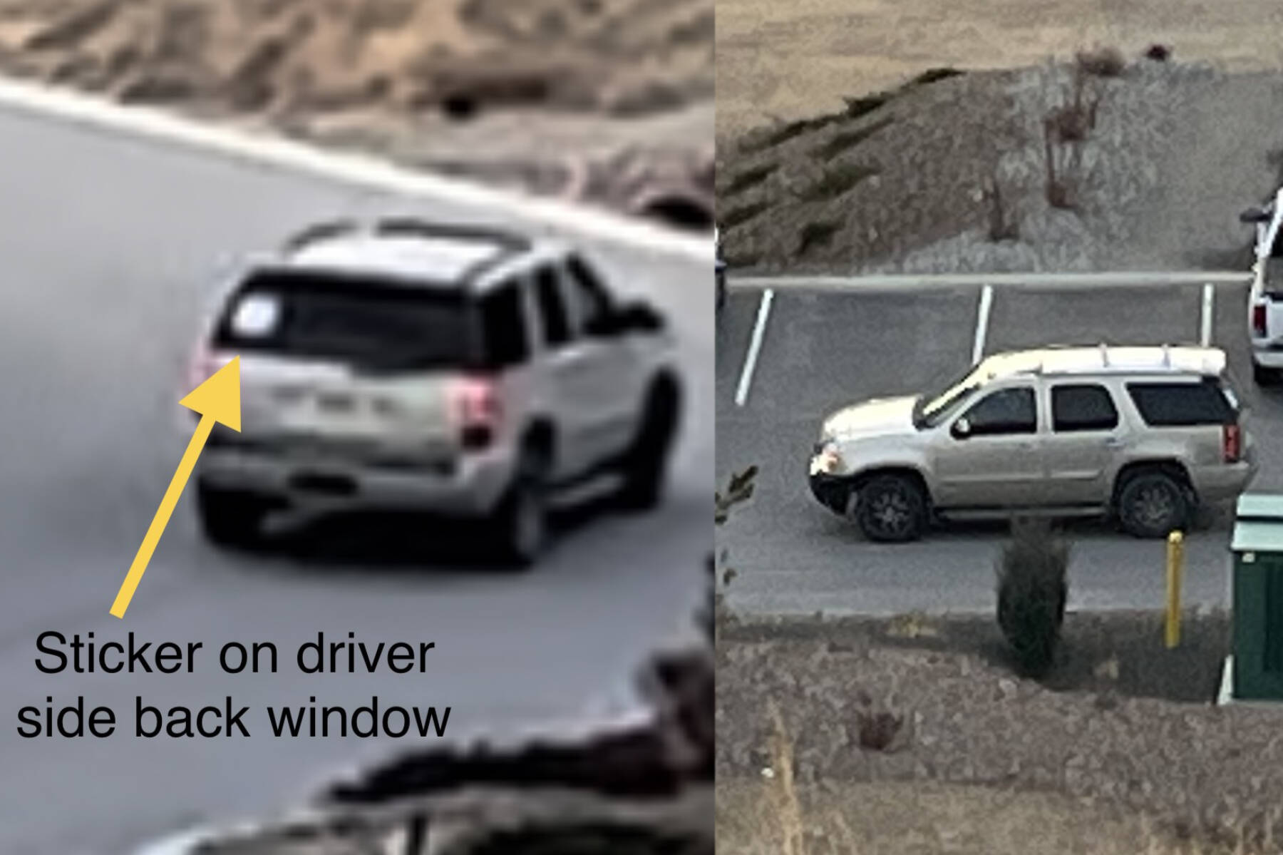 The vehicle RCMP believe to be connected to recent catalytic converter thefts in the South Okanagan. The sticker on the back has been described as a temporary operator's permit. (RCMP)
