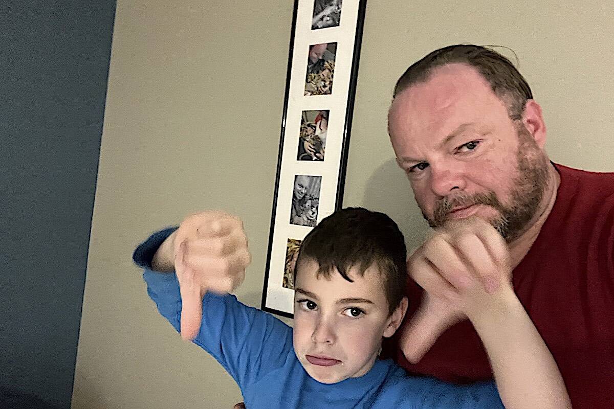 Transit commuter Jamie O'Neill and his son Greyson, might have to move out of Chilliwack if the transit strike in the Fraser Valley persists. (Jamie O'Neill photo)