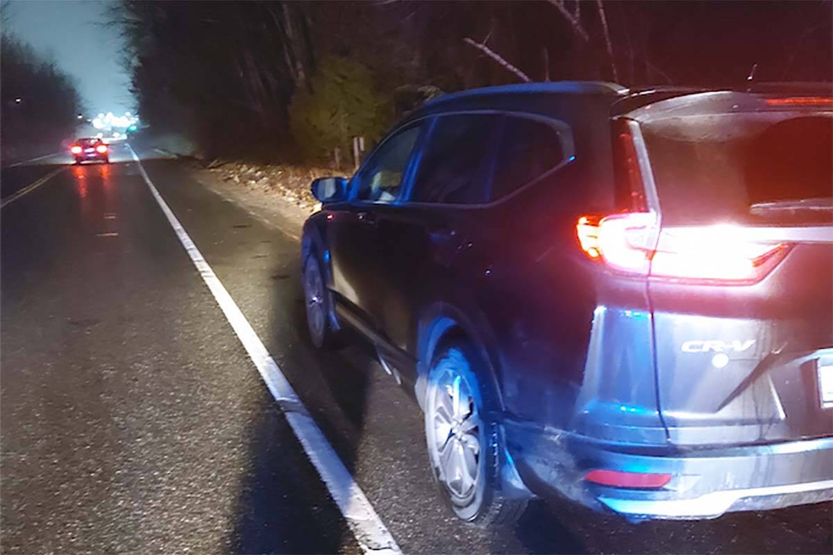 An 18-year-old Abbotsford driver has been charged after allegedly spitting in the face of two officers following a traffic stop on Monday night (March 20). His parents’ Honda CRV was also impounded for seven days. (Abbotsford Police Department photo)